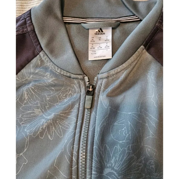 Adidas Floral Bomber Jacket Women's Size XL/Men's L Three Stripe Sleeve - Picture 4 of 7